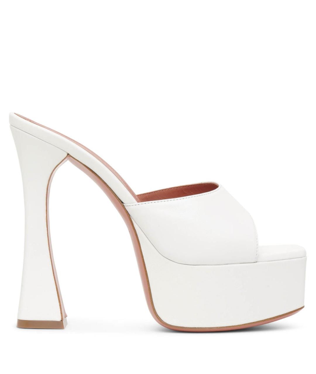 Amina Muaddi Белые кожаные мюли, фото 1