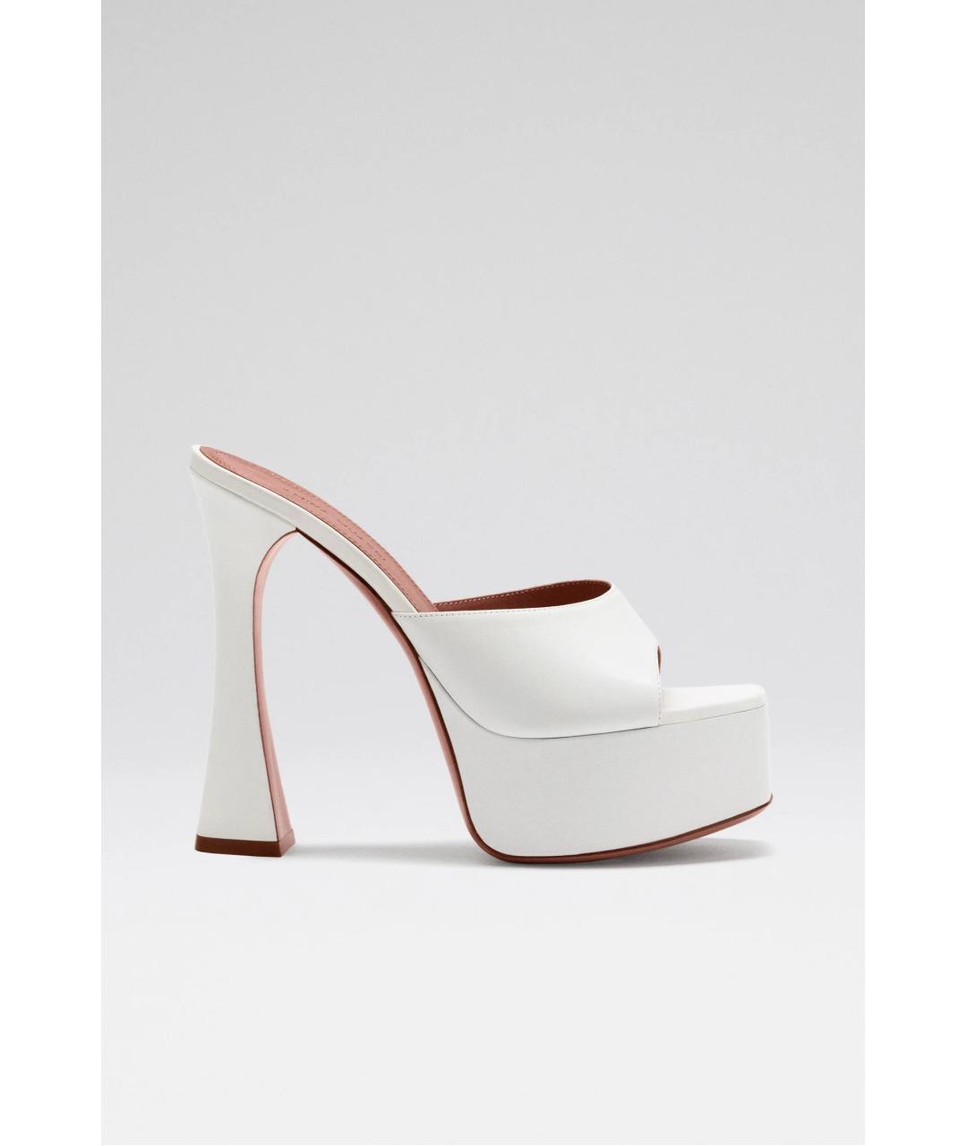 Amina Muaddi Белые кожаные мюли, фото 6
