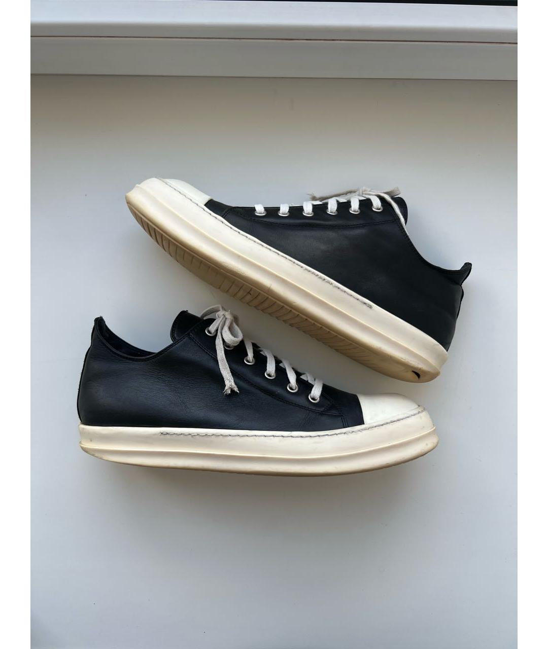 RICK OWENS DRKSHDW Черные кожаные низкие кроссовки / кеды, фото 8