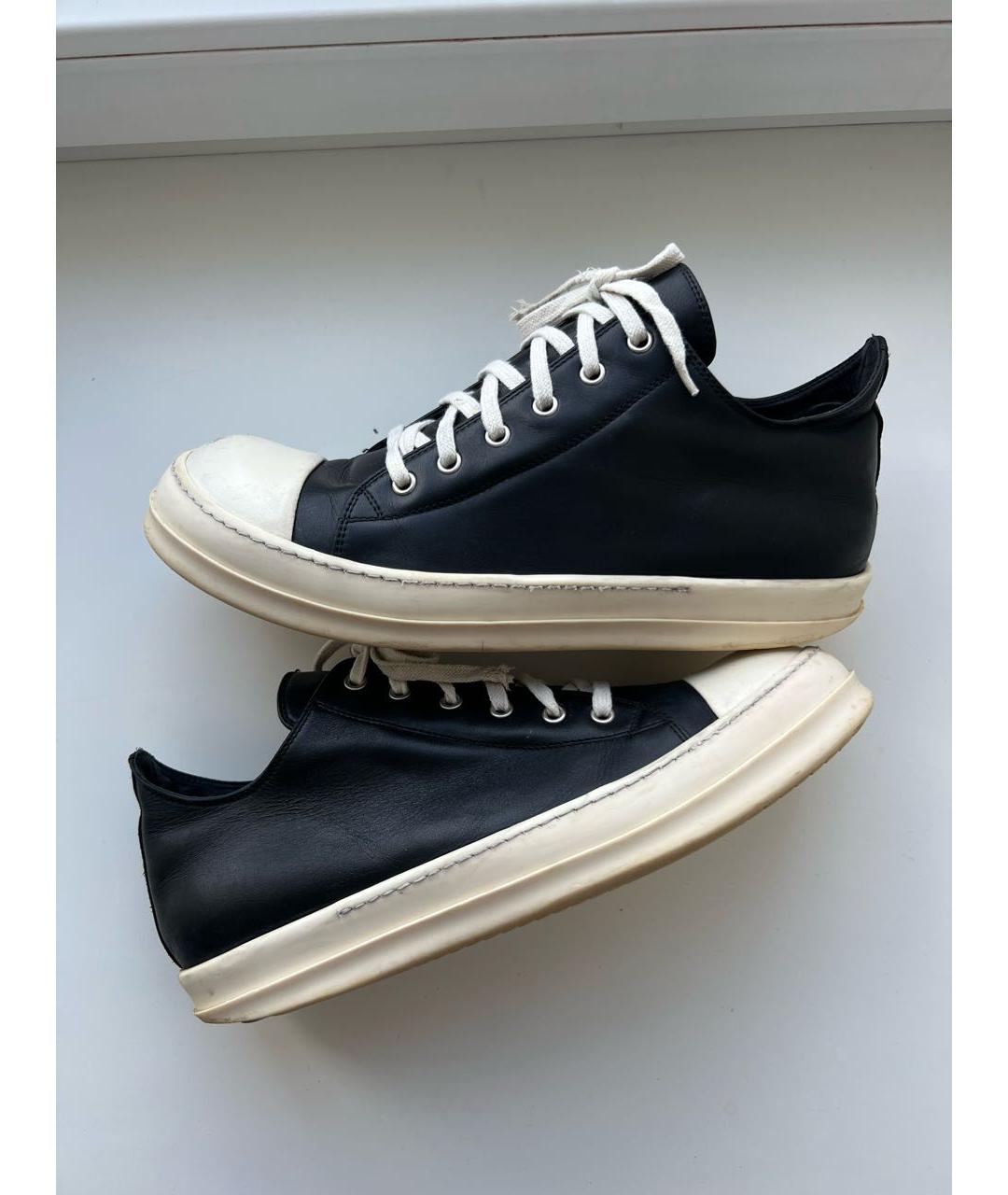 RICK OWENS DRKSHDW Черные кожаные низкие кроссовки / кеды, фото 4