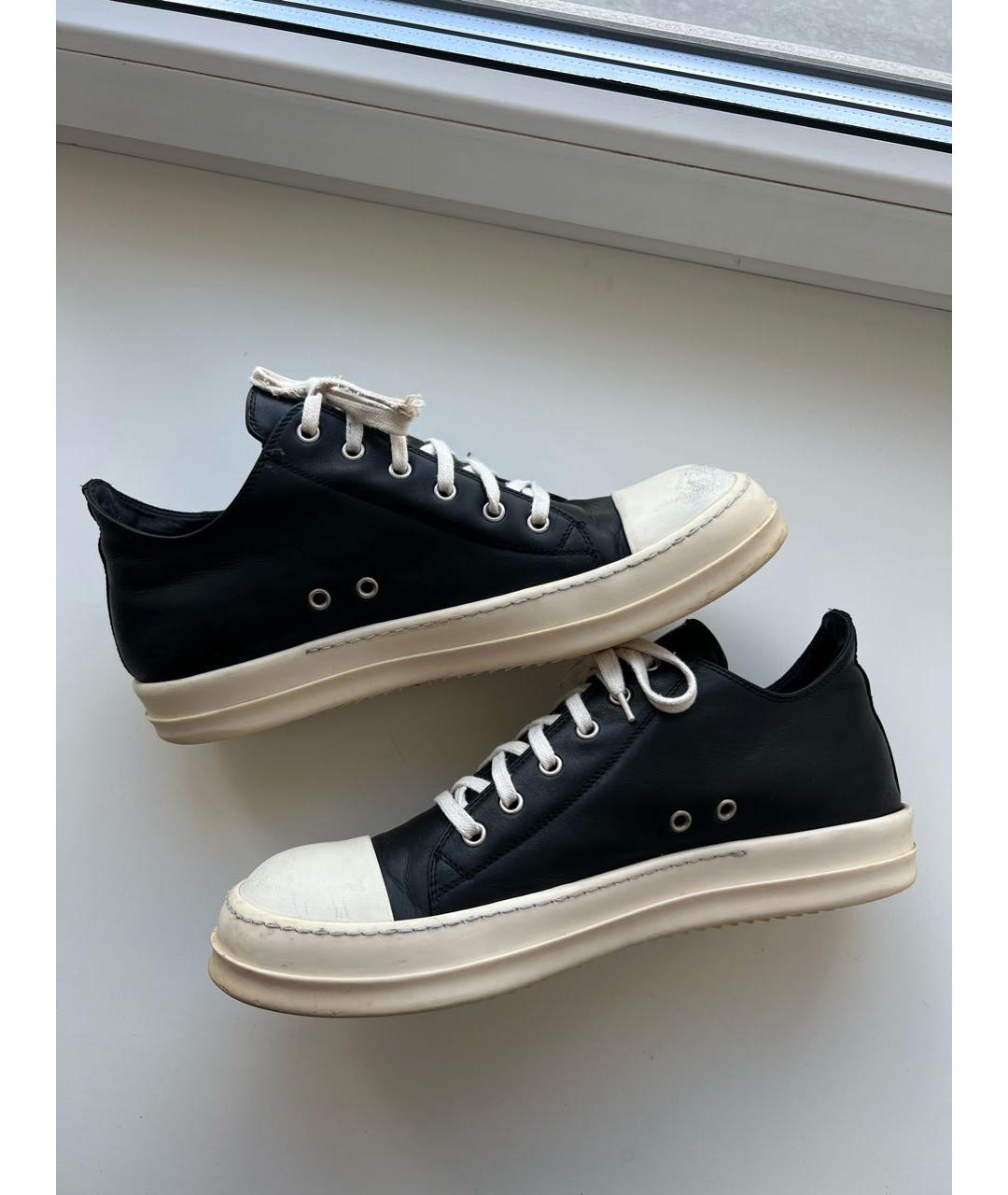 RICK OWENS DRKSHDW Черные кожаные низкие кроссовки / кеды, фото 3