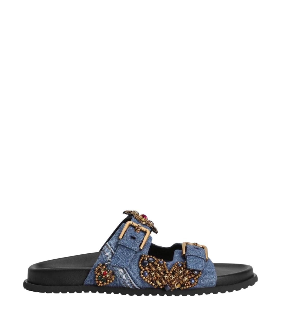 DOLCE&GABBANA Синие шлепанцы, фото 1