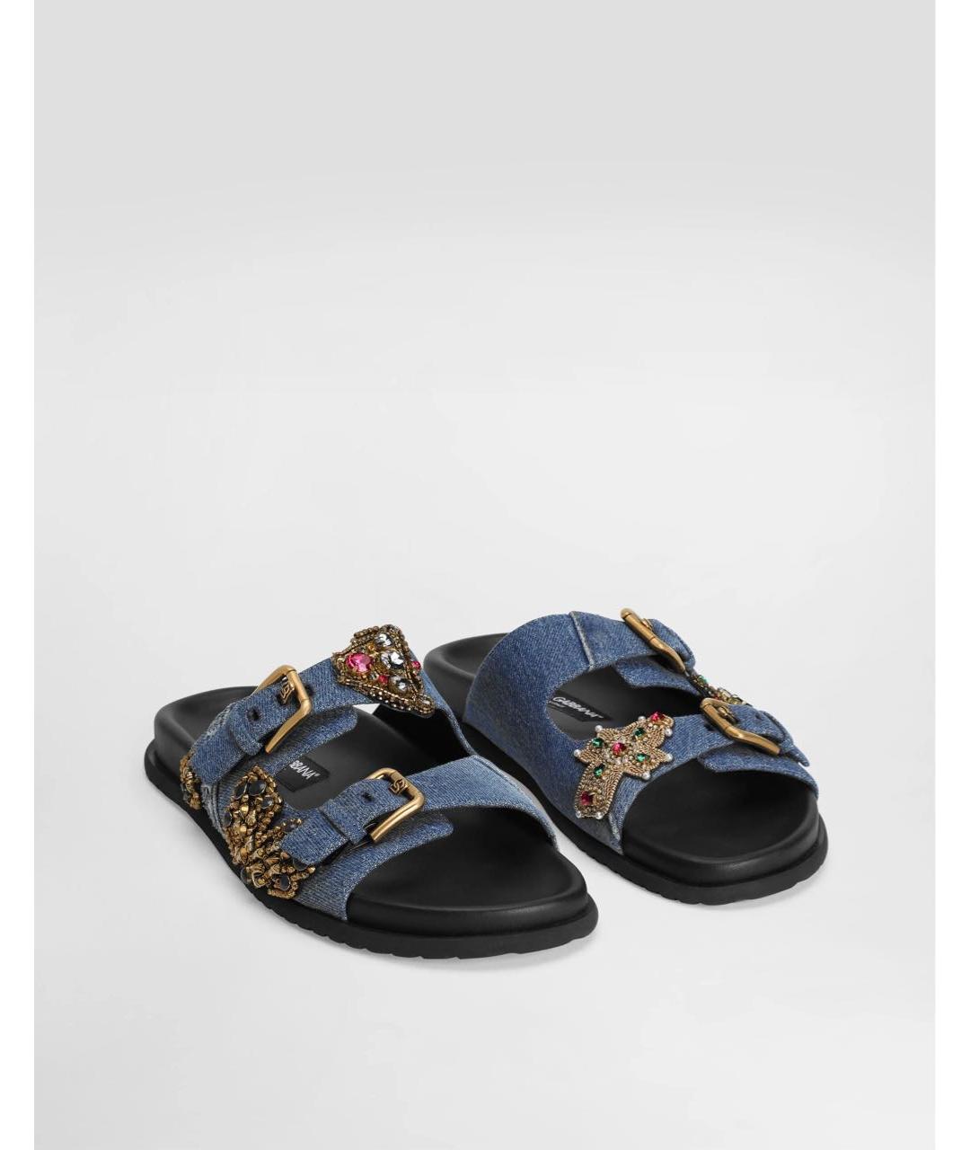 DOLCE&GABBANA Синие шлепанцы, фото 2