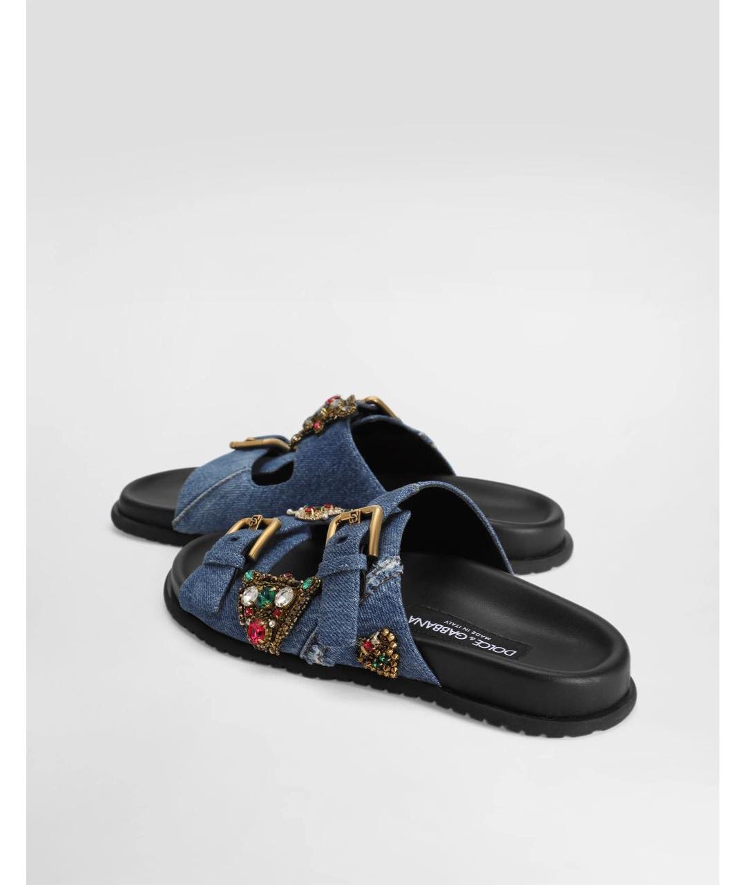 DOLCE&GABBANA Синие шлепанцы, фото 4