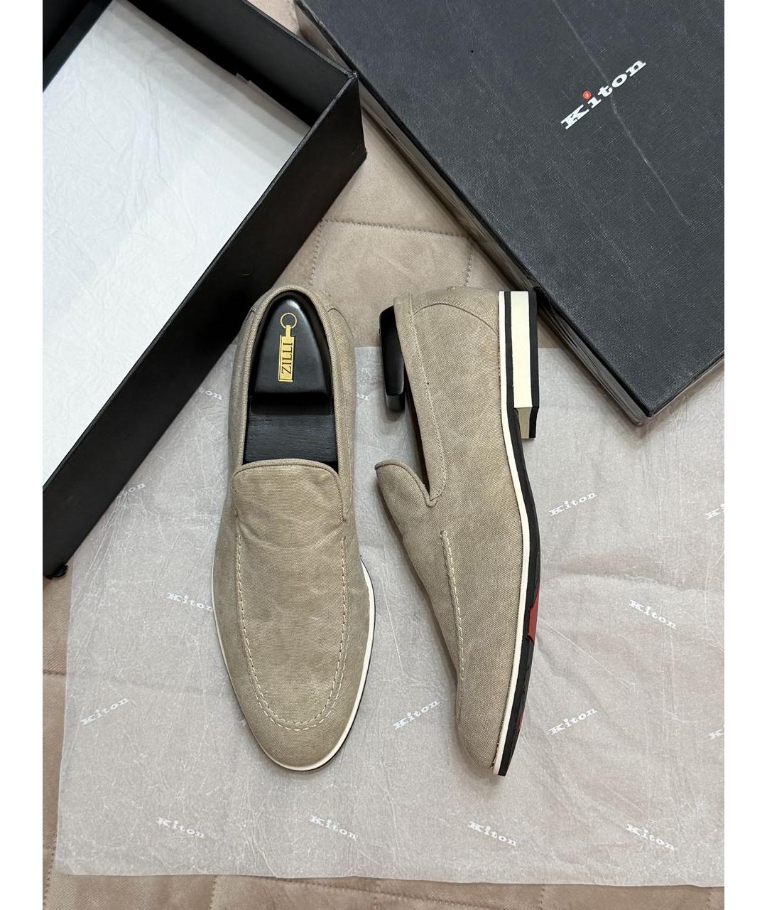 KITON Бежевые замшевые лоферы, фото 4