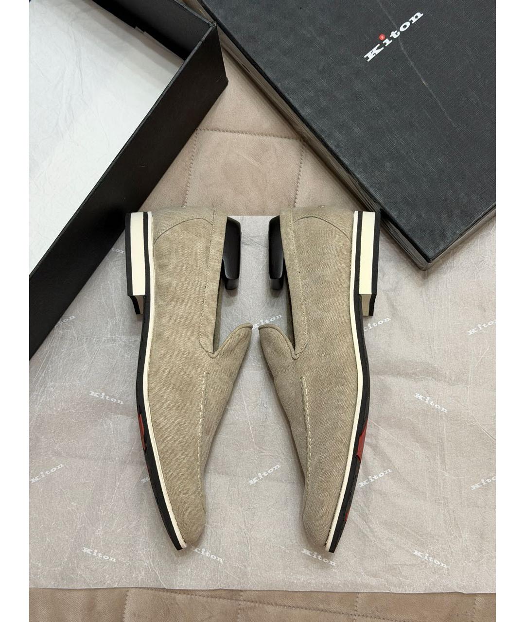 KITON Бежевые замшевые лоферы, фото 6