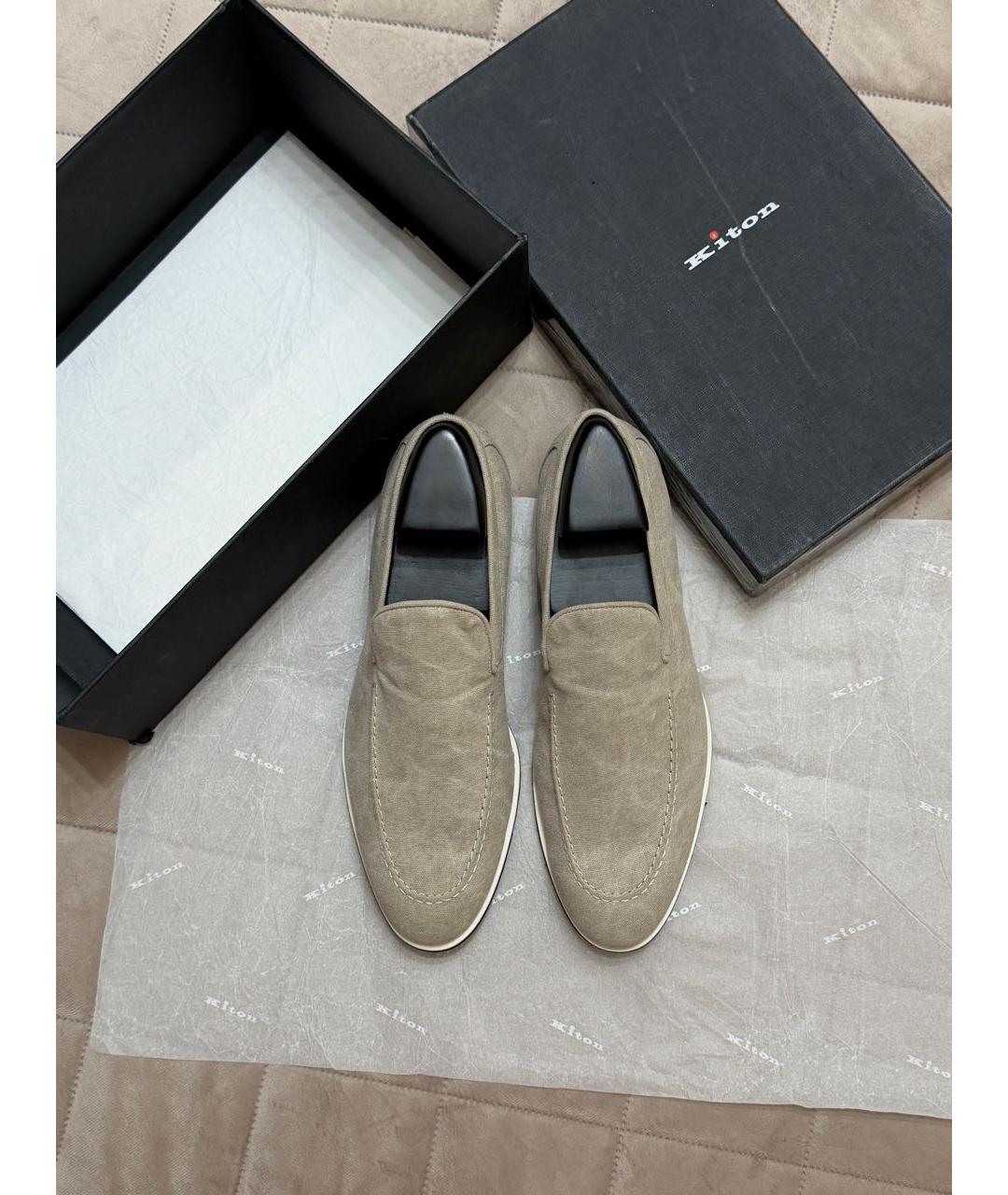 KITON Бежевые замшевые лоферы, фото 3