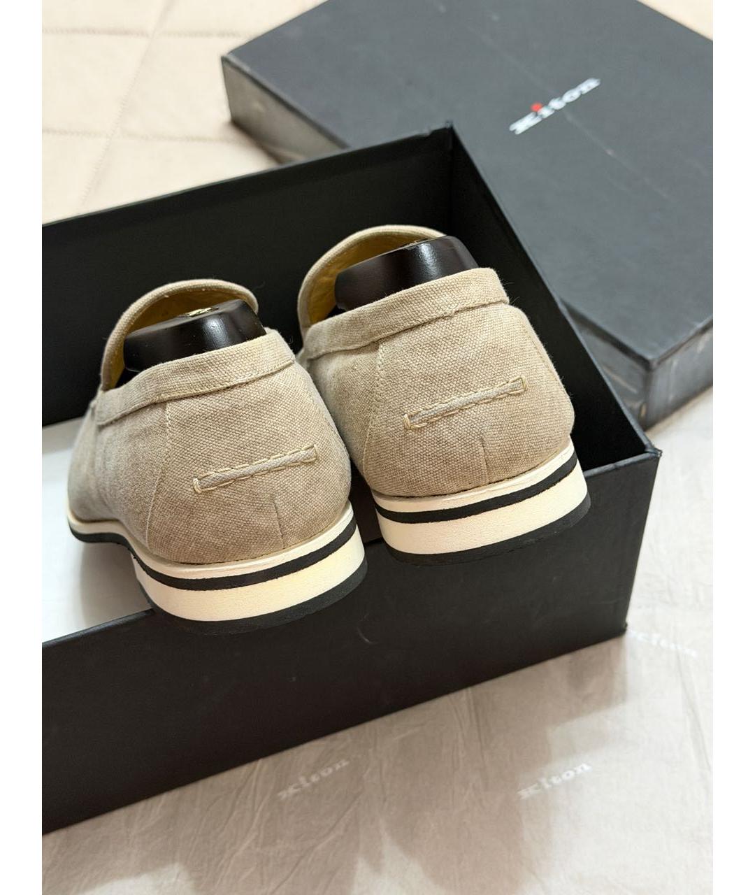 KITON Бежевые замшевые лоферы, фото 5