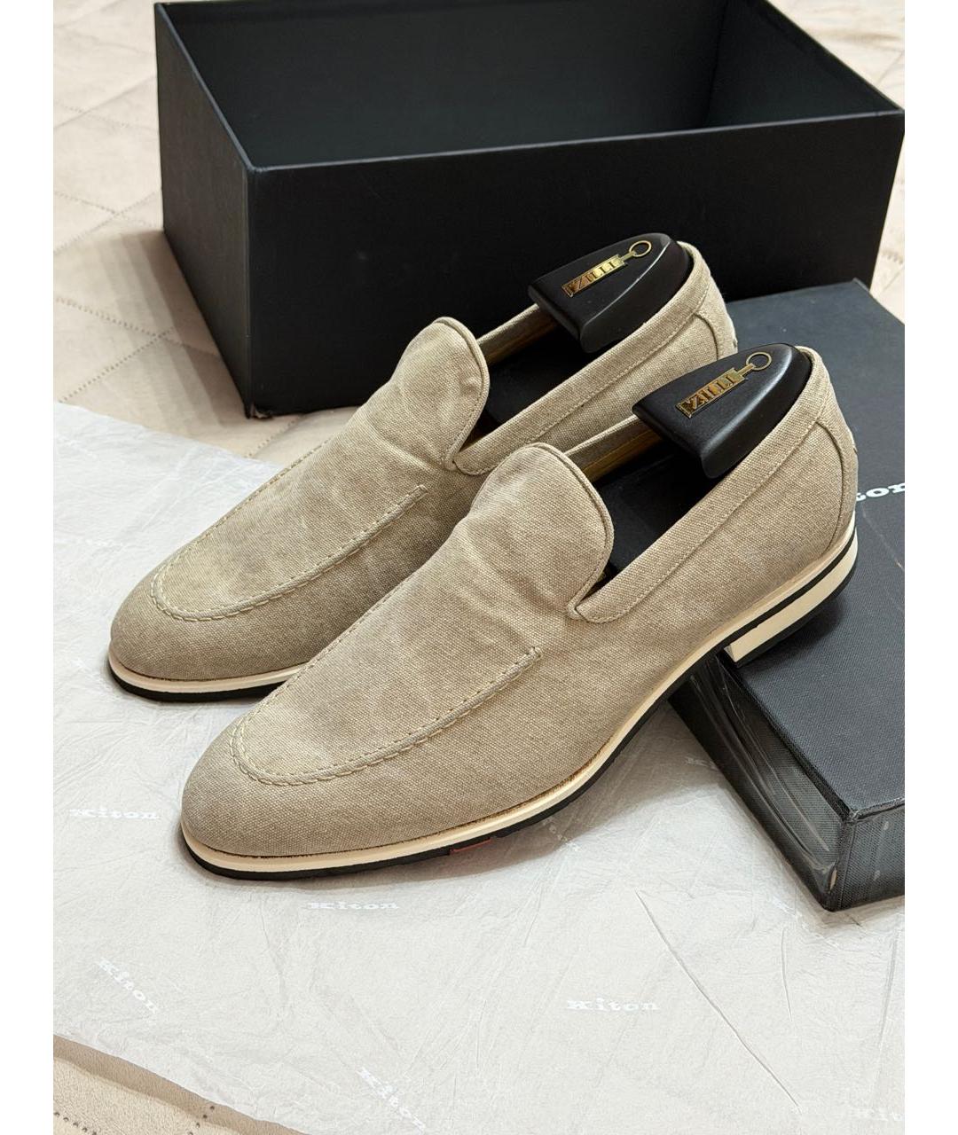KITON Бежевые замшевые лоферы, фото 8