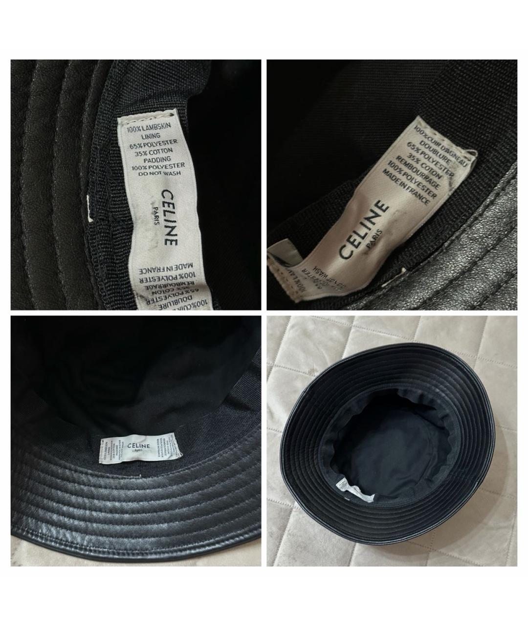 CELINE Черная кожаная кепка/бейсболка, фото 7