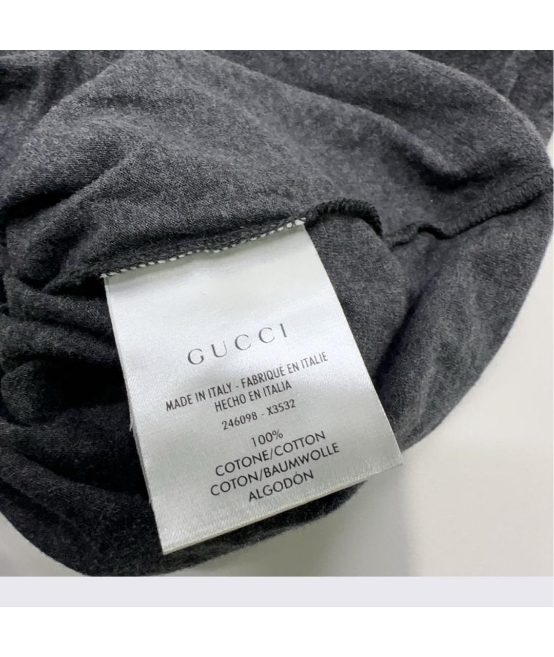 GUCCI Антрацитовая хлопковая футболка, фото 6