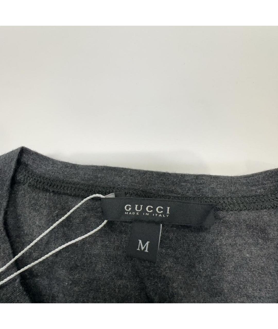 GUCCI Антрацитовая хлопковая футболка, фото 7