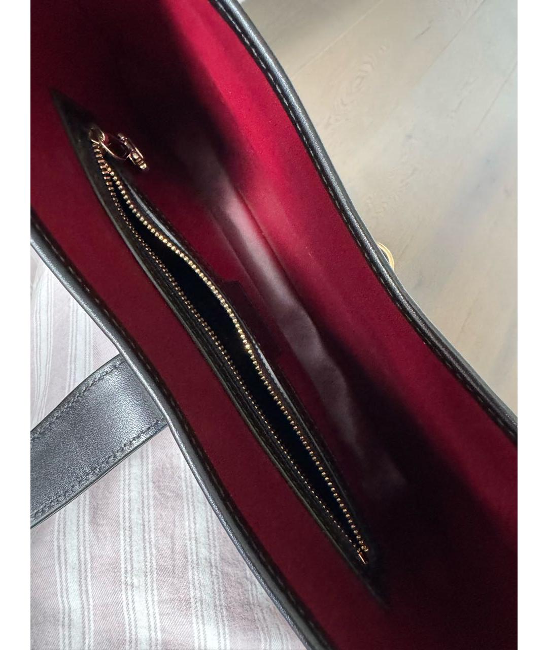 GUCCI Черная кожаная сумка с короткими ручками, фото 4