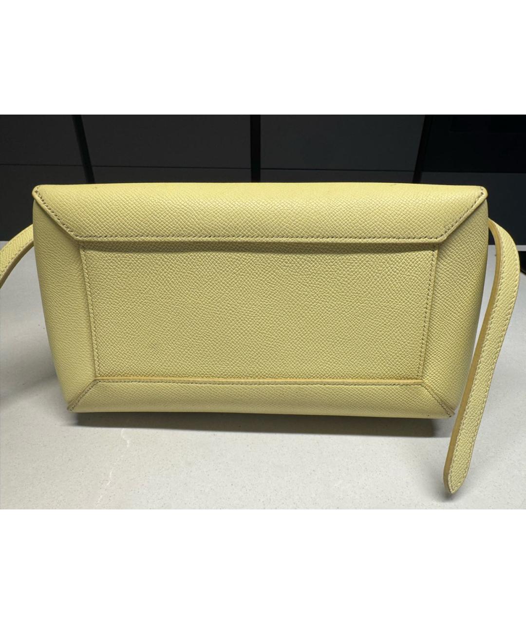 CELINE Желтая кожаная сумка с короткими ручками, фото 5