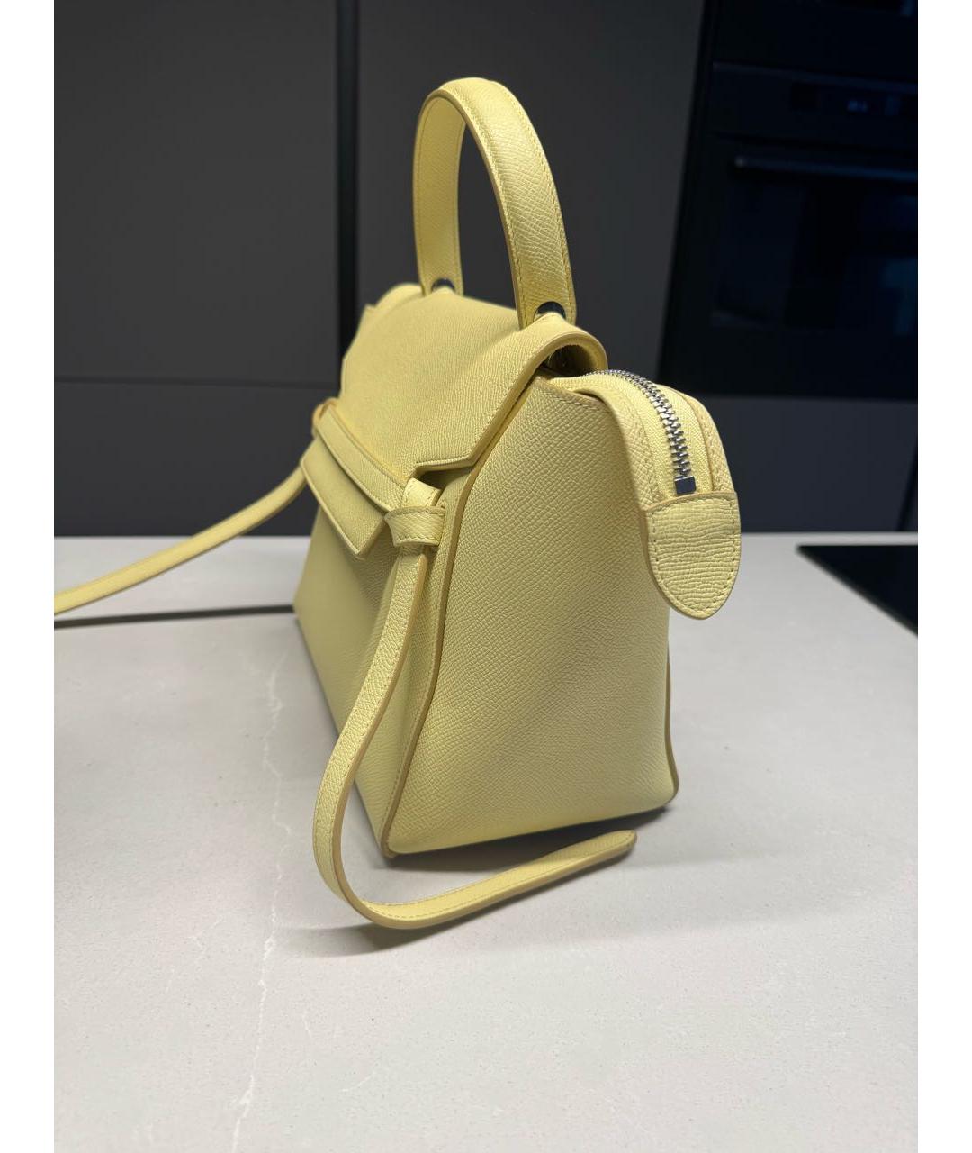 CELINE Желтая кожаная сумка с короткими ручками, фото 2