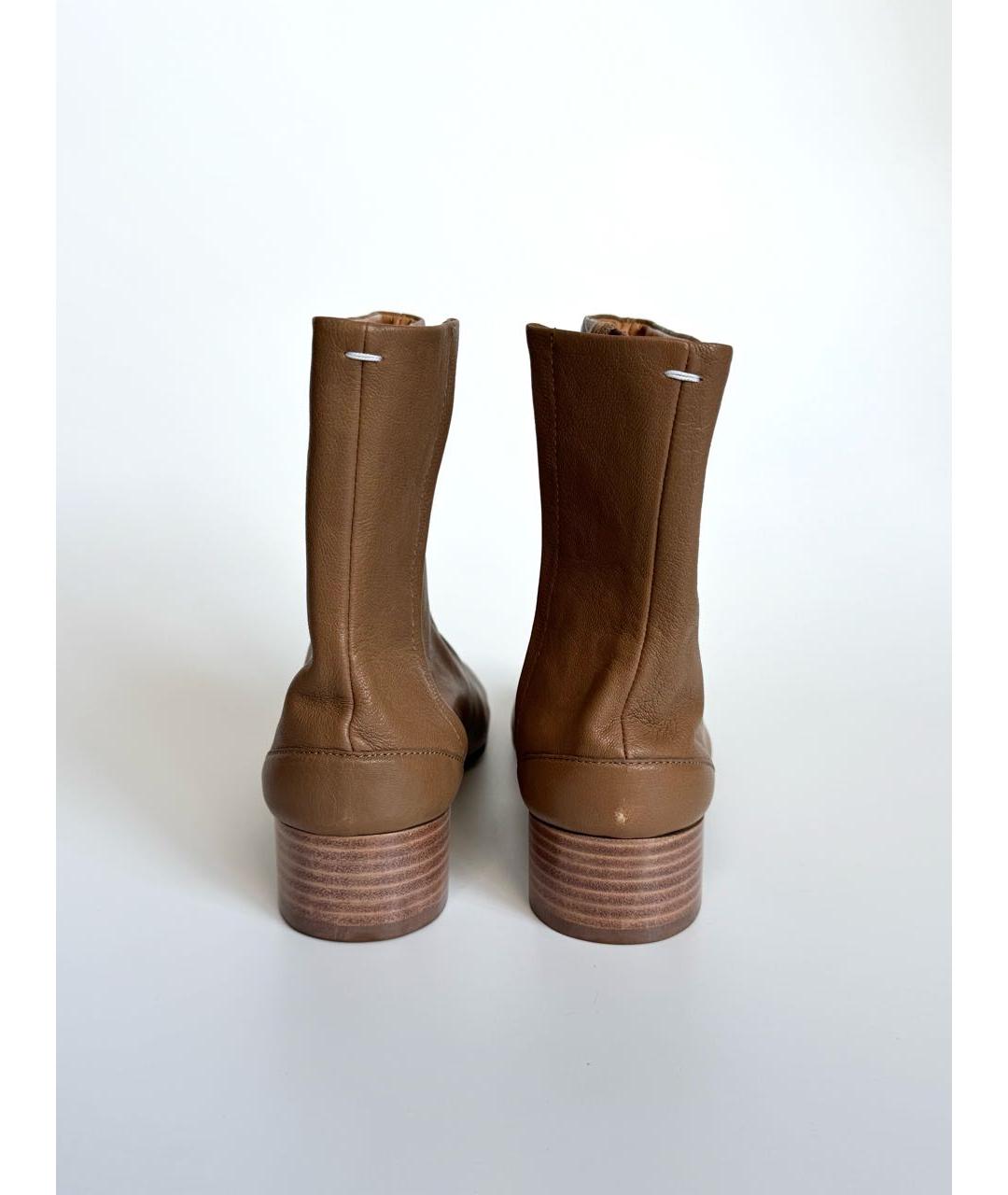 MAISON MARGIELA Коричневые кожаные ботильоны, фото 4
