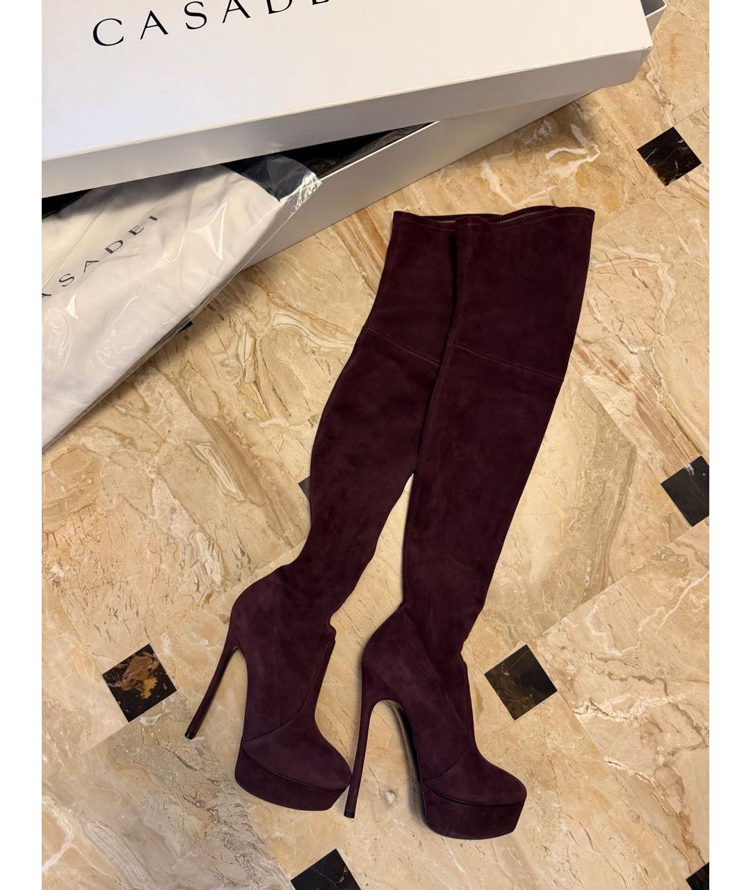CASADEI Бордовые замшевые ботфорты, фото 5