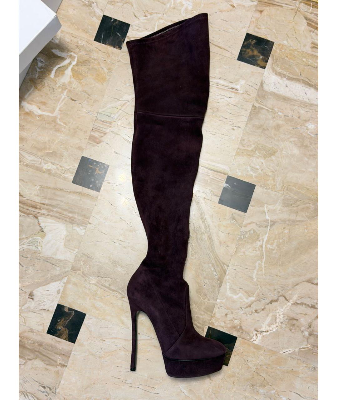 CASADEI Бордовые замшевые ботфорты, фото 8