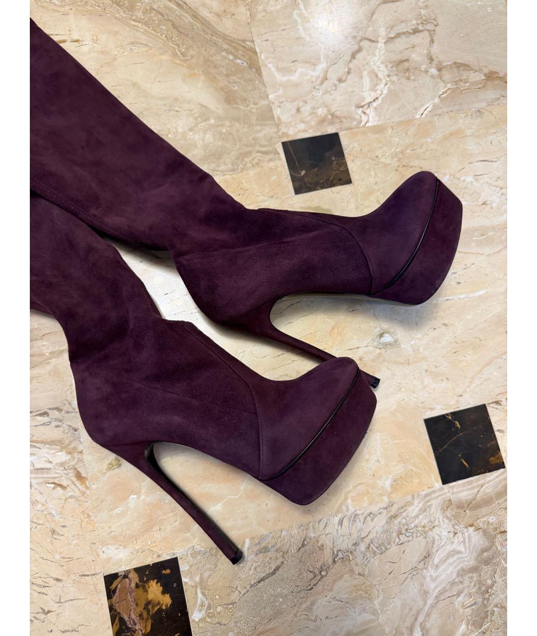 CASADEI Бордовые замшевые ботфорты, фото 6