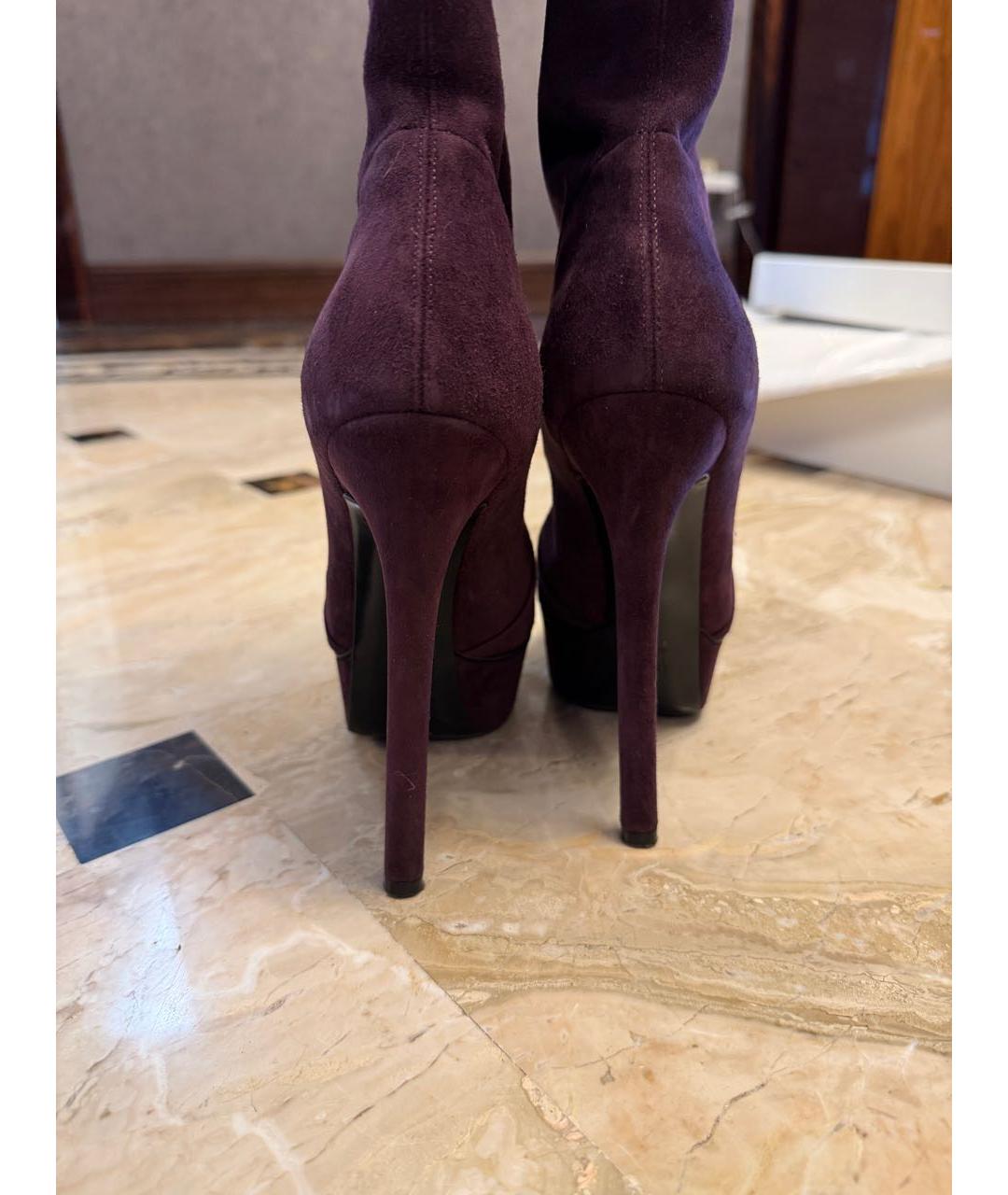 CASADEI Бордовые замшевые ботфорты, фото 4