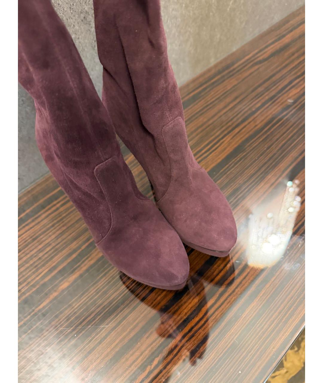 CASADEI Бордовые замшевые ботфорты, фото 2