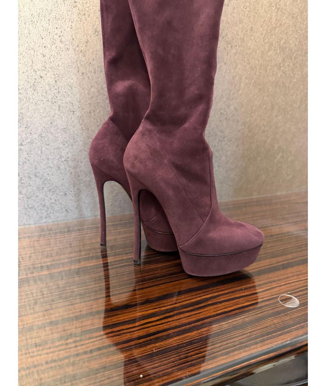 CASADEI Бордовые замшевые ботфорты, фото 7