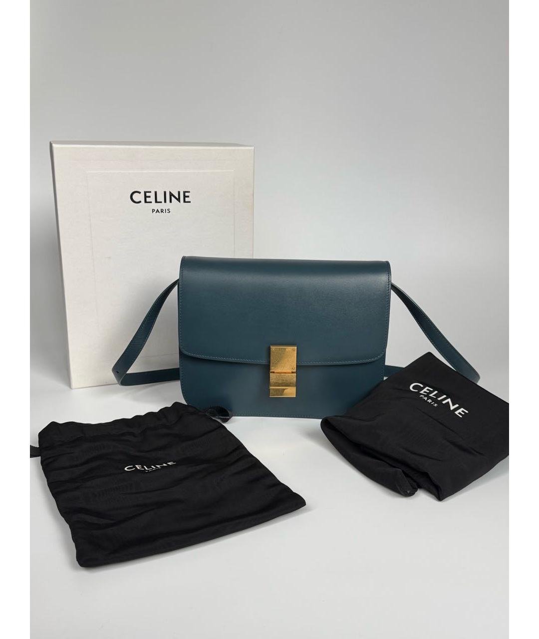 CELINE Синяя кожаная сумка через плечо, фото 5