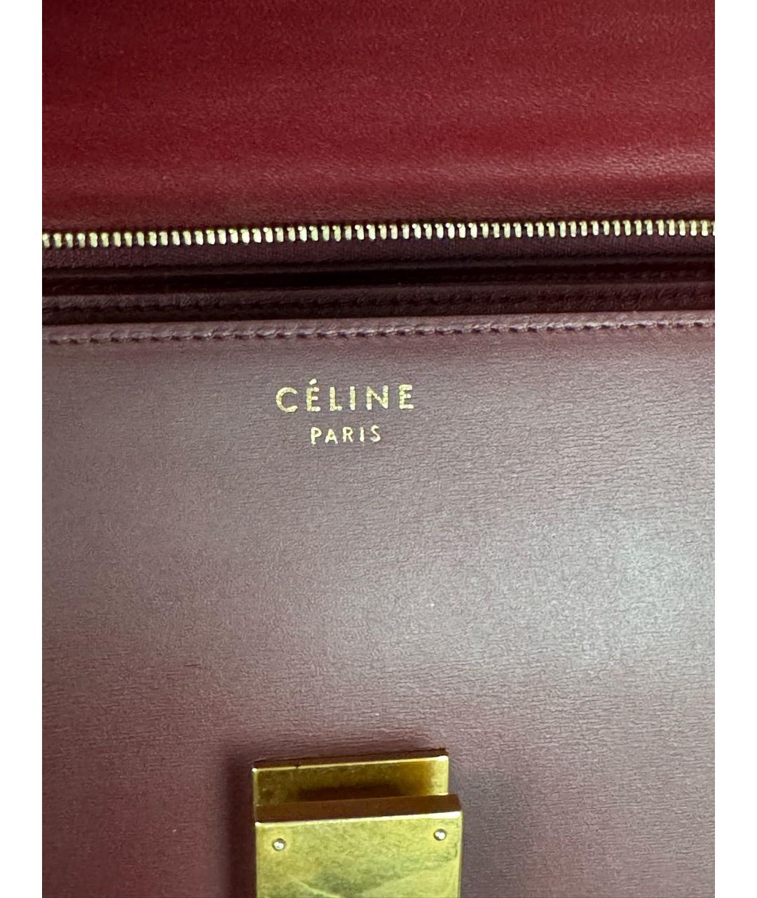 CELINE Бордовая кожаная сумка через плечо, фото 8
