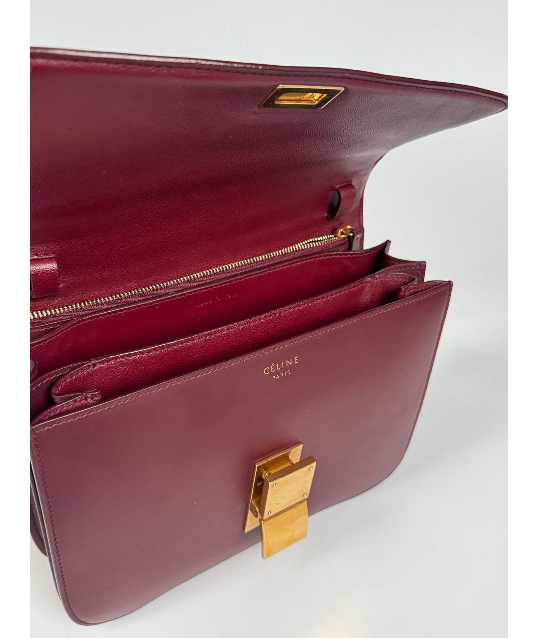 CELINE Бордовая кожаная сумка через плечо, фото 4