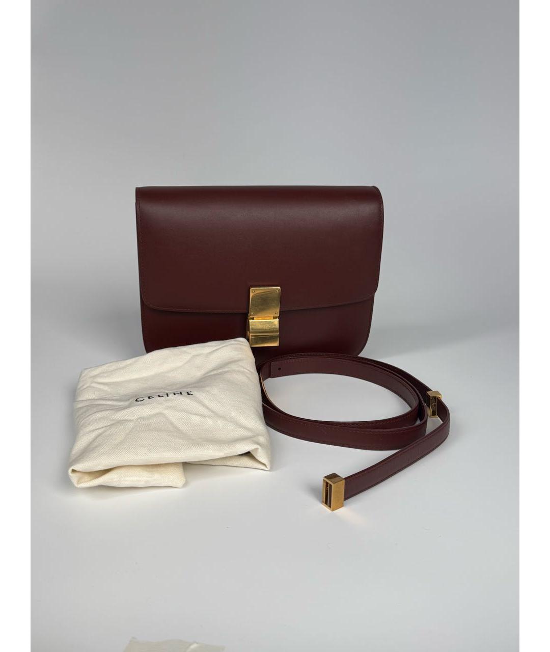 CELINE Бордовая кожаная сумка через плечо, фото 5