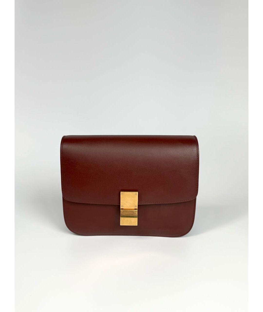 CELINE Бордовая кожаная сумка через плечо, фото 9
