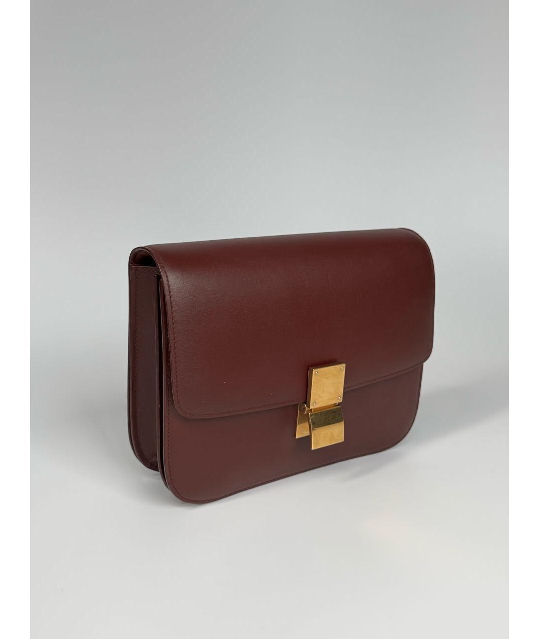 CELINE Бордовая кожаная сумка через плечо, фото 2