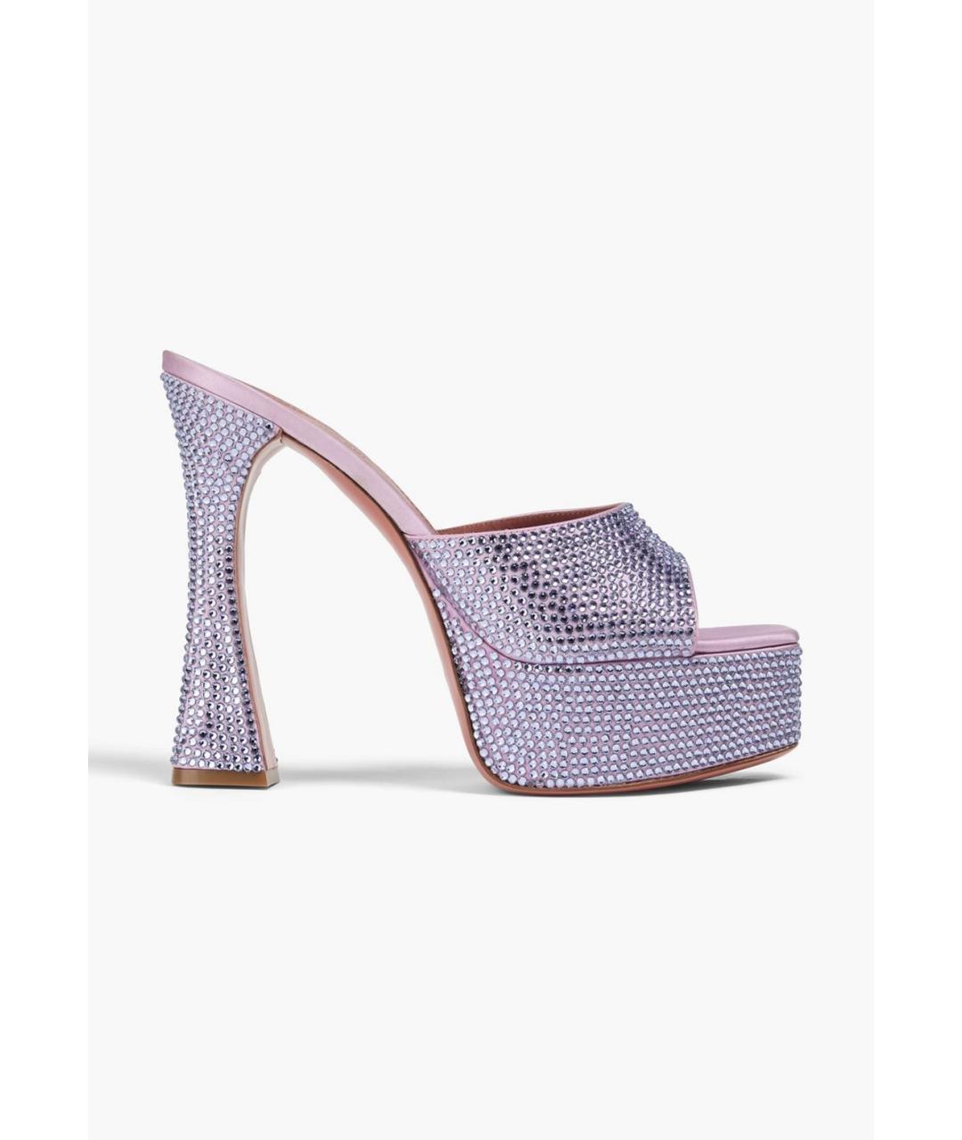 Amina Muaddi Фиолетовые текстильные мюли, фото 5