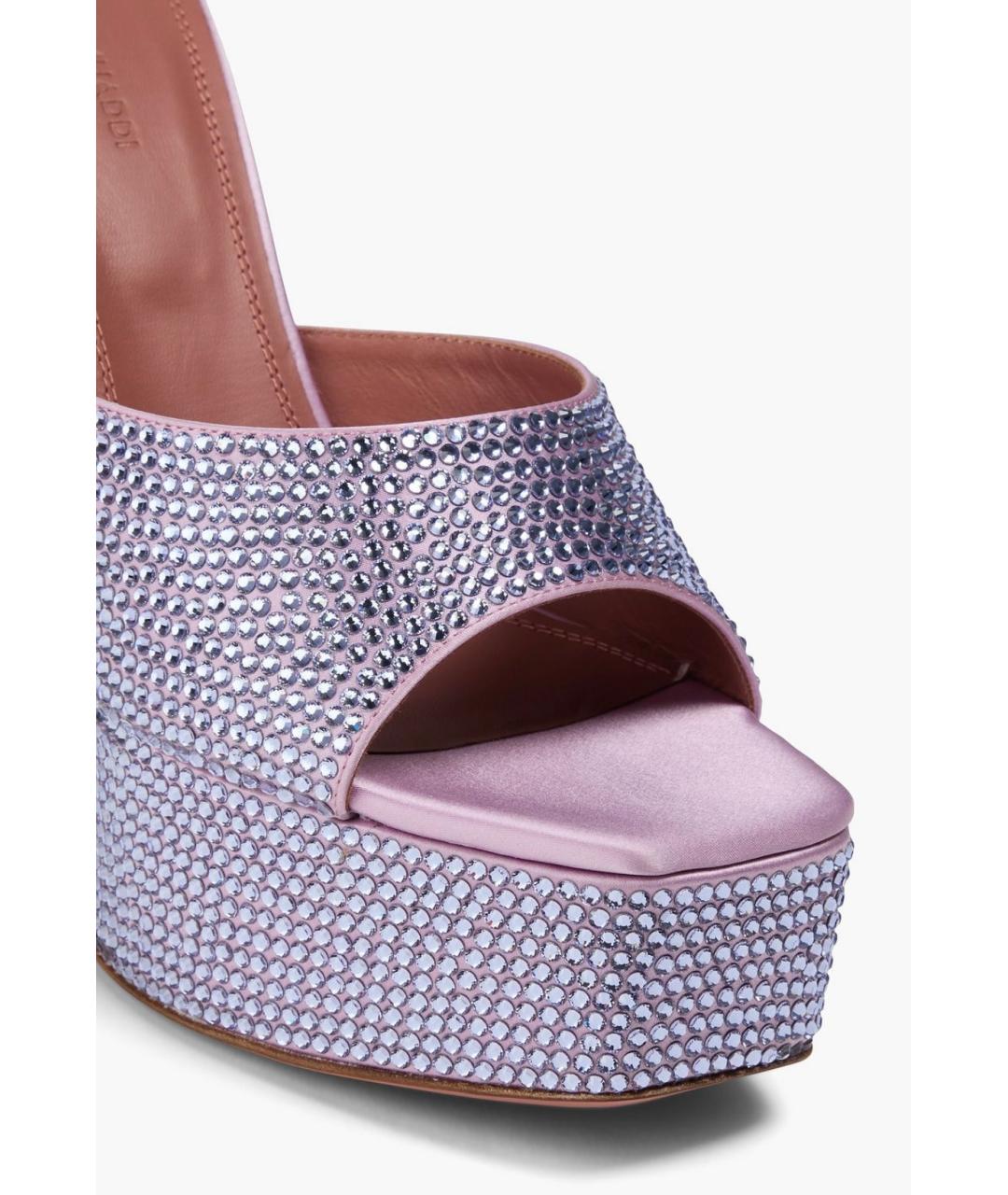 Amina Muaddi Фиолетовые текстильные мюли, фото 4