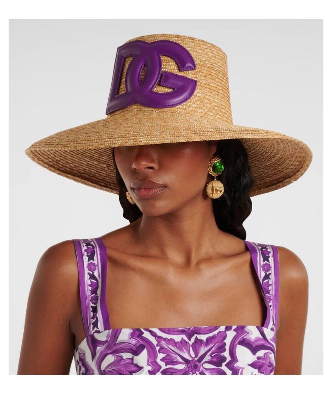 DOLCE&GABBANA Бежевая соломенная шляпа, фото 3