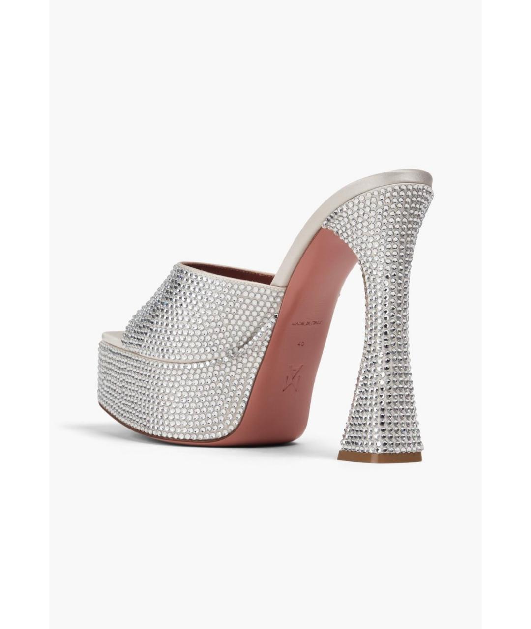 Amina Muaddi Серые текстильные мюли, фото 3