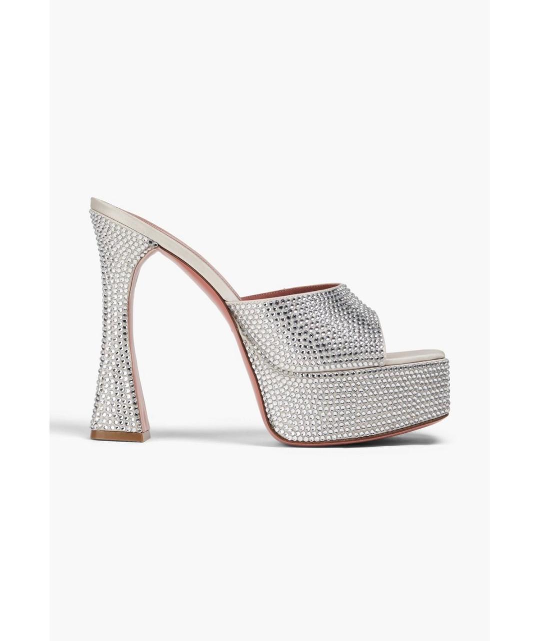 Amina Muaddi Серые текстильные мюли, фото 5