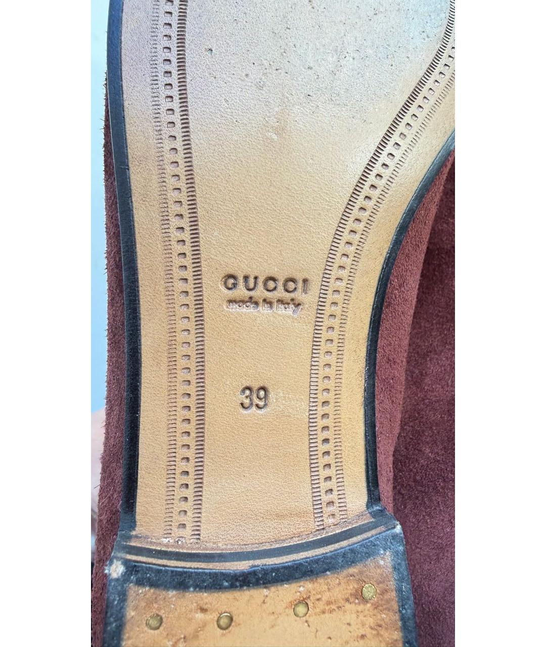 GUCCI Бордовые замшевые лоферы, фото 4