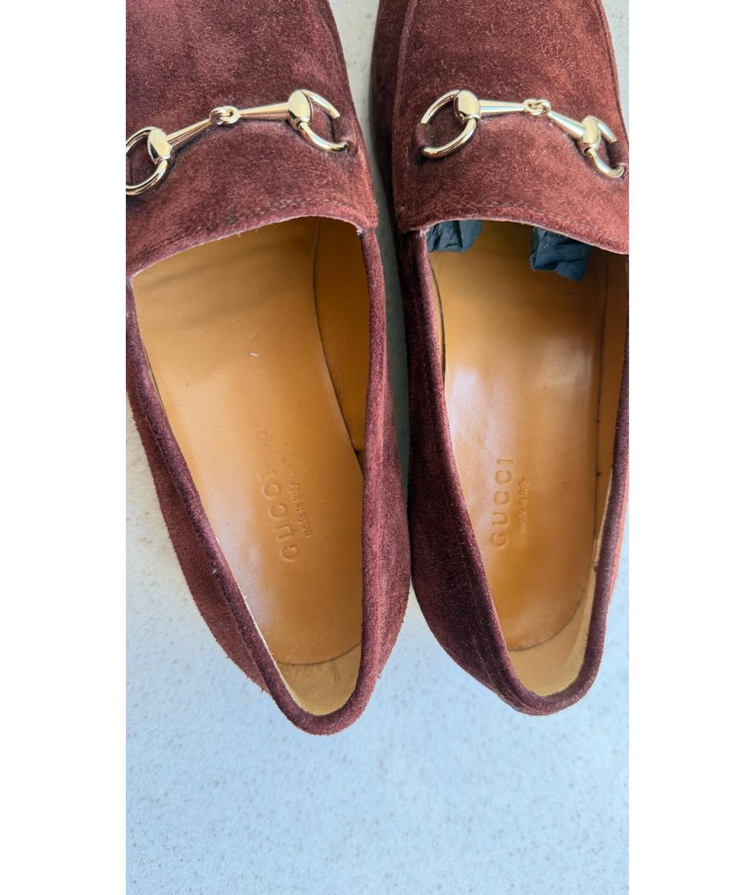 GUCCI Бордовые замшевые лоферы, фото 5