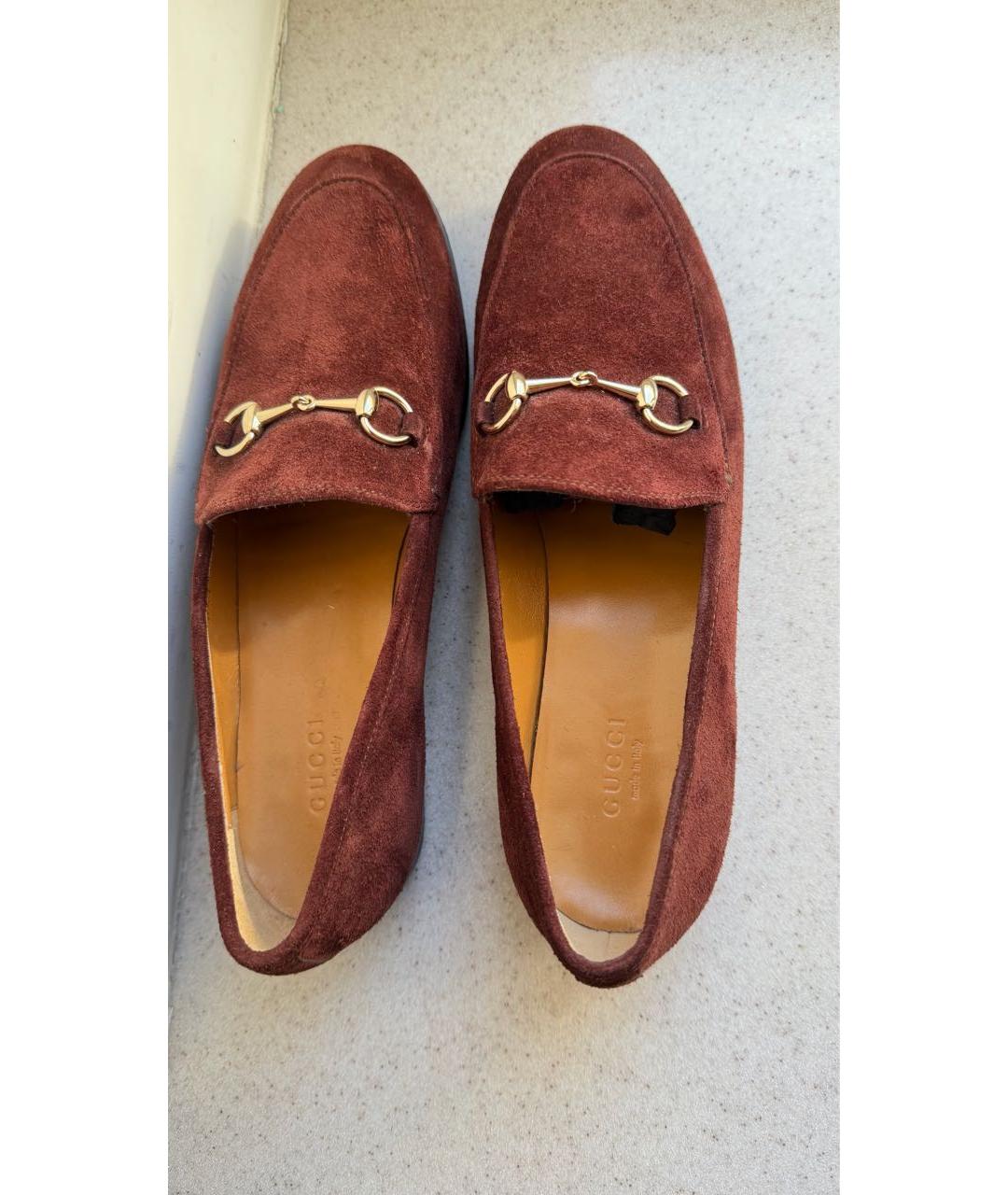 GUCCI Бордовые замшевые лоферы, фото 6