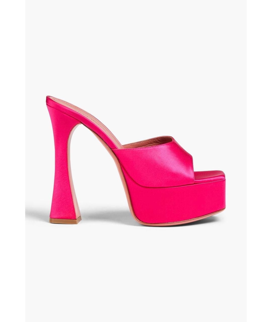 Amina Muaddi Фуксия текстильные мюли, фото 5