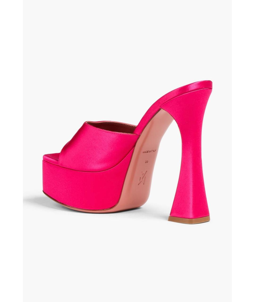 Amina Muaddi Фуксия текстильные мюли, фото 3