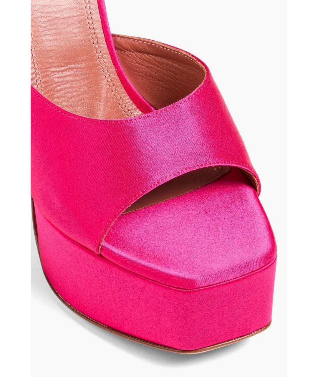 Amina Muaddi Фуксия текстильные мюли, фото 4