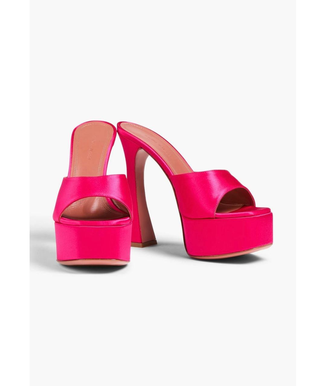 Amina Muaddi Фуксия текстильные мюли, фото 2