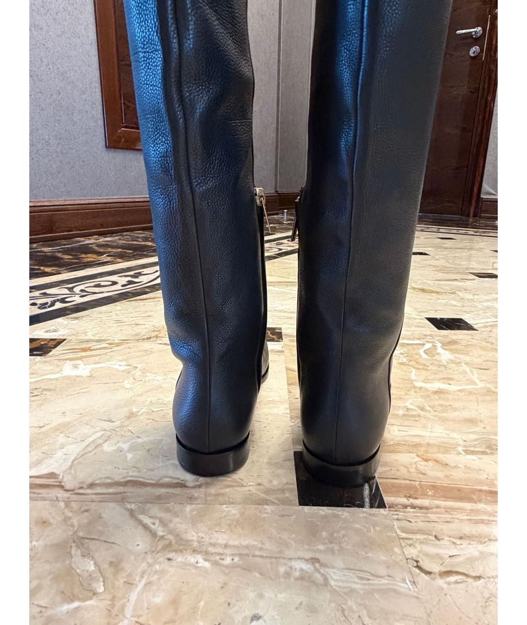 JIMMY CHOO Черные кожаные ботфорты, фото 4