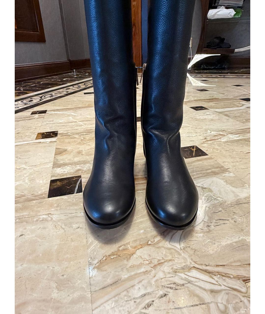 JIMMY CHOO Черные кожаные ботфорты, фото 2