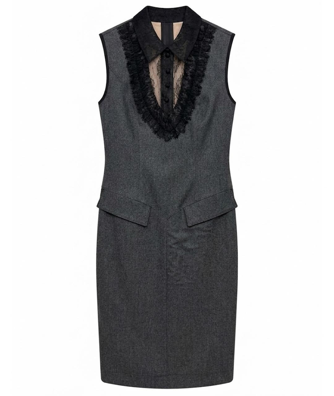 FENDI Серое шерстяное вечернее платье, фото 1