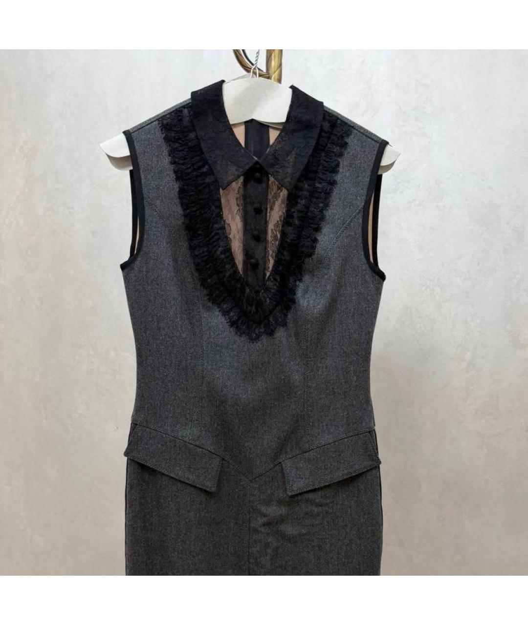 FENDI Серое шерстяное вечернее платье, фото 2