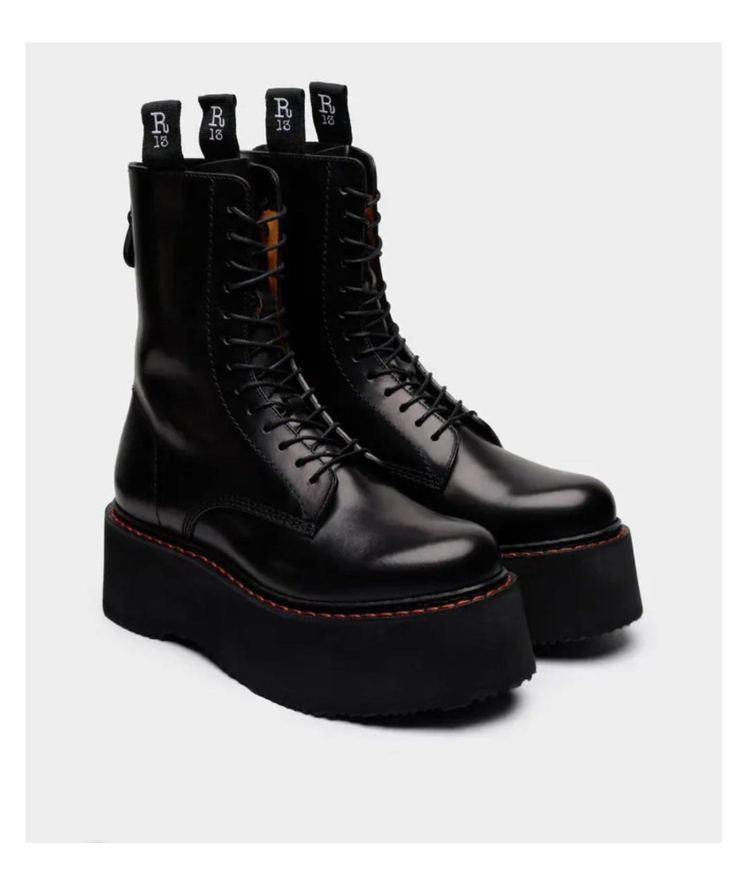 R13 Черные кожаные ботинки, фото 3