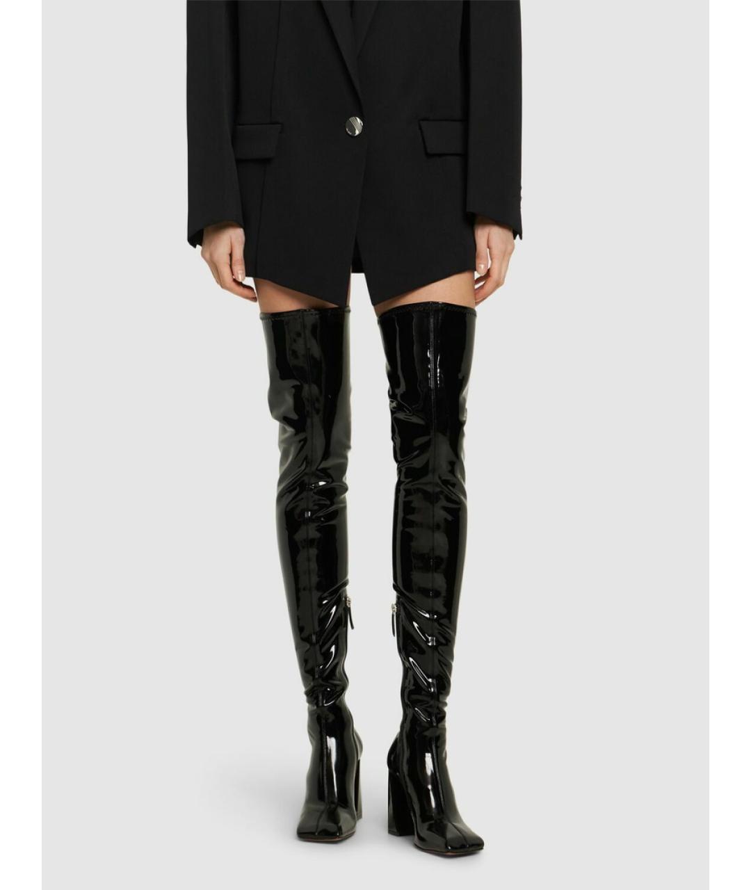 Amina Muaddi Черные ботфорты, фото 4